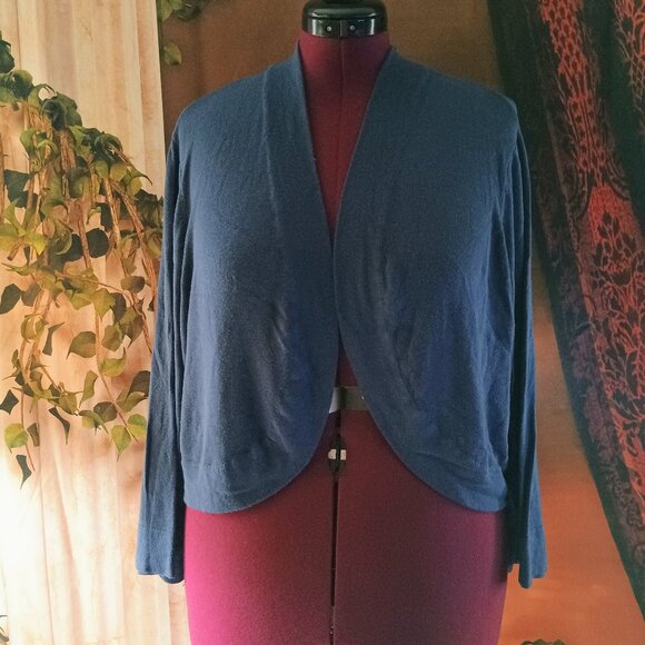 GUC: Jessica Howard Size 22W Blue Cropped Open Front Cardigan Shrug - Picture 1 of 3